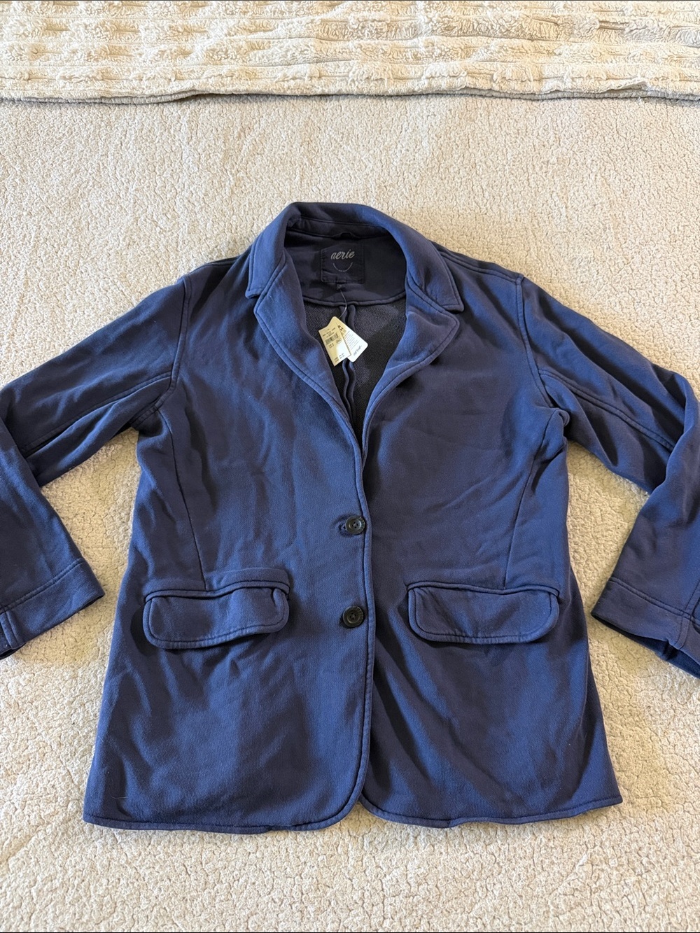 aerie Navy Two-Button Knit Blazer Small New